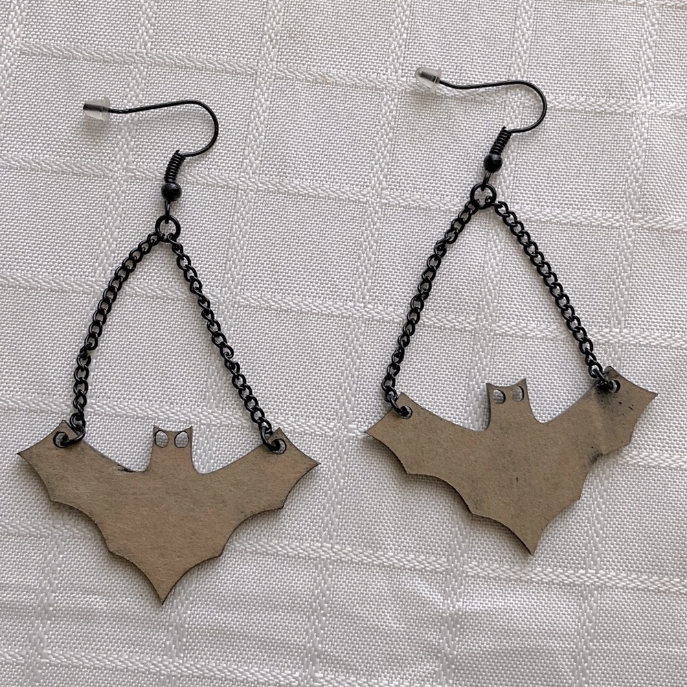 3 for $30 item - Bat Shaped Earrings with Black Chain